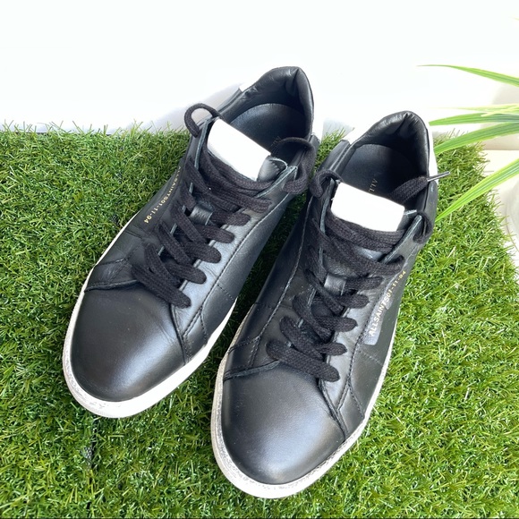 - ALLSAINTS🔴Sheer low top Leather Sneakers 8 Bicolor blackwhite - Picture 7 of 10